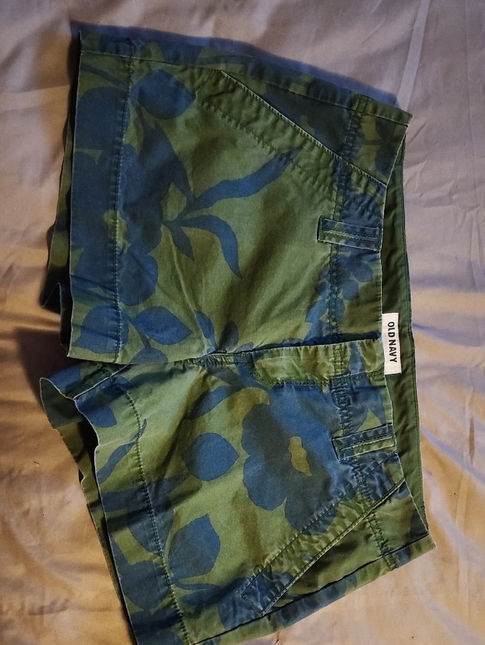Old Navy Green and Blue Floral Chino Shorts